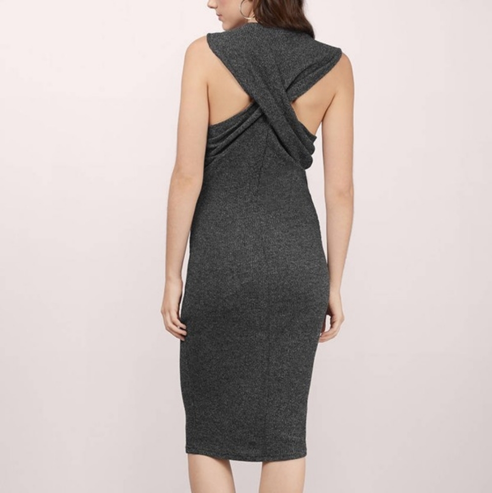 [TOBI] Truth Twist Midi Dress Ribbed Black